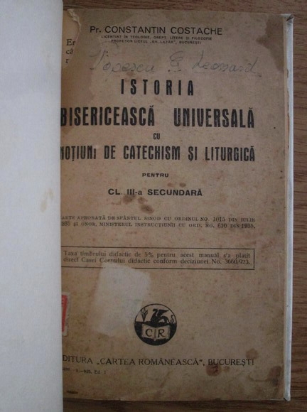 Constantin Costache Istoria Bisericeasca Universala Cu Notiuni De