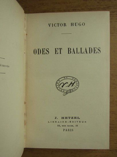 Victor Hugo Odes et ballades 1930 Cumpără