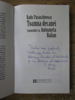 Radu Paraschivescu - Toamna decanei. Convorbiri cu Antoneta Ralian (cu autograful autorului)